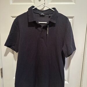 New DKNY Polo Shirt Mens XL Black Short Sleeve Stretchy Pullover NWT